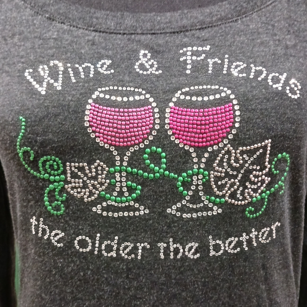 Wine & Friends The Older The Better Rhinestone Long Sleeve Knit Top - Picture 4 of 6
